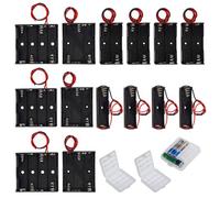GTIWUNG 14 Pièces AA Support de Batterie 1/2/3/4 x 1,5V Battery Holder Box Case, Coupleur Pile AA Noir, 3 Pièces Boite Rangement Piles AA et AAA Stockage Coffre Transparent