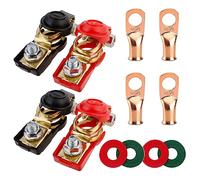 GTIWUNG 2 Paire Cosse Batterie Bornes Connecteurs Protection Joints Coupe Batterie Bateau Camion Van Rouge Noir Positive Négative 4 x Terminal Cuivre