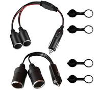 GTIWUNG 2 Pcs Prise Allume Cigare Double, 1 à 2 Allume-Cigare Câble D'extension, Voiture Allume Cigare Socket Mâle vers Femelle, DC 12V 24V Adaptateur Répartiteur 1 à 2 Splitter 16AWG