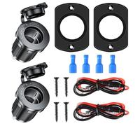 GTIWUNG 2 Pièces Prises Allume-Cigare Socket avec Panneau de Montage, Étanche et Anti-Poussière Prise 12V Camping Car étanche pour Bateau, Moto, Voiture, avec câble de raccordement de 0,6 m 12V/24V CC