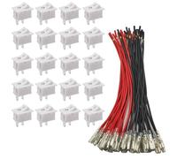 GTIWUNG 20 Pièces On/Off Interrupteur Bascule avec Fil 15CM 20AWG, Mini Bateau Commutateur KCD1 Bouton Poussoir Interrupteur à Bascule pour Voiture Auto Bateau appareils ménagers, Blanc, 15mm*21mm