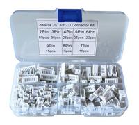 GTIWUNG 200 Pieces JST PH Connecteur Kit avec 2.0mm JST-PH 2/3/4/5/6/7/8/9 Pin Connecteurs à entrée latérale à Trou pour Projet Électronique et Réparatio
