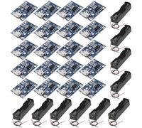 GTIWUNG 20Pcs Micro USB 5V 1A 18650 Module de Chargeur de Batterie, Lithium Battery Charging Module Micro USB Interface + 10 Pièces 3.7V 18650 Support de Batterie Boîtier en Plastique avec Wire Leads