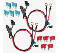 GTIWUNG 2Pcs 2 Broches SAE Connecteur Etanche, Connectique SAE, 60cm SAE à O Anneau Terminal, Bornes de Batterie SAE,10AWG Le Rallonge Câble de Déconnexion Rapide SAE Avec Fusible Protection