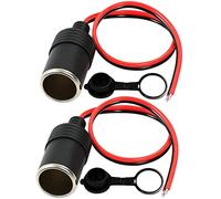 GTIWUNG 2PCS Voiture Allume Cigare Socket 16AWG 1FT/30CM, Fiche Allume Cigare Femelle 12V Voiture Moto Bateau Prise Allume Cigare Femelle Câble Adaptateur de Prise, avec Couvercle Anti-poussière