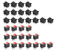 GTIWUNG 32Pcs On/Off Interrupteur Bascule, Mini Bateau Commutateur SPST Bouton poussoir Interrupteur à Bascule pour Voiture Auto Bateau appareils ménagers, Rouge & Noir
