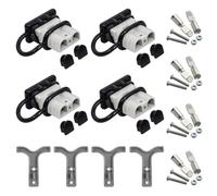 GTIWUNG 4 Pièces Batterie Connecteur 50 Ampères Gris, Connectique Batterie, Connecteur Rapide Prise de Connecteur 50Amp 600V avec Bouchon d'étanchéité Noir + 4 Pièces de Poignées en Plastique Gris