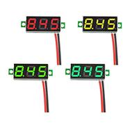 GTIWUNG 4Pcs Mini Voltmètre Numérique DC 0.28 Pouce, Panneau 2.5-30V DC 2 Fils Testeur de Tension LED Affichage, Mini Testeur de Jauge de Voltmètre, 4 Couleurs Rouge/Jaune/Vert/Bleu