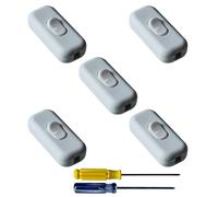 GTIWUNG 5 Pièces Interrupteur à Bascule Blanc Remplacement du Commutateur en Ligne Interrupteurs Intermédiaires Bi-Polaires 6A 250V, pour Petit Appareil, Lampe de Bureau, Lampe de Chevet