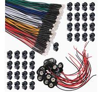GTIWUNG 50PCS 3mm Diode électroluminescente, Diode Ampoule LED Câblé, Diode LED Pré-câblée Lumière + 50PCS Plastique 3mm LED Lumiere Panneau de Support de Montage + 10PCS Type T Connecteur Pile 9V