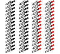 GTIWUNG 60 Pièces Pince Crocodile en Métal Test Pince Crocodile Test par le Biais du Travail d'électricien, Clip d'isolation en Métal la Batterie Pince Crocodile, Rouge et Noir