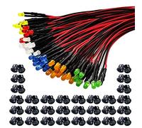 GTIWUNG 60Pcs 3mm Diode LED Pré-câblée Lumière, Diode Ampoule LED Câblé, Diode électroluminescente + 50Pcs Plastique 3mm LED Lumiere Panneau de Support de Montage, pour Voiture Jouets Automobile