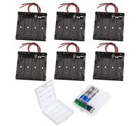 GTIWUNG 6PCS AA Support de Batterie, Noir Batterie Stockage Boite Coffre Support, AA Battery Holder Box Case, 4 x 1,5V