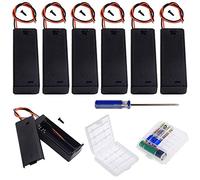 GTIWUNG 7Pcs AA 1.5 V Support de Batterie Coque Plastique Batterie Boîte de Rangement avec Interrupteur on/Off, 2Pcs Boîte à Piles en Plastique, Boîte à Piles pour AA et AAA