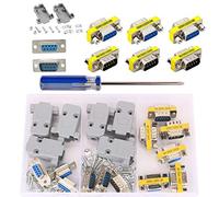 GTIWUNG Connecteur DB9 Broches Mâle à Femelle,DB9 Male vers Femelle a Souder,Adaptateur DB9 avec Coque en Plastique DB9,mâle vers mâle à 9 Broches Femelle vers Femelle Série RS232 Adaptateur Changeur