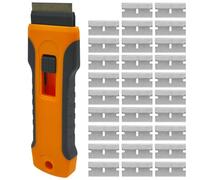 GTIWUNG Grattoir Plaque Vitrocéramique Induction Professionnel avec 30 Pièce Lames de Rechange, Lame Nettoyage des Vitres et du Verre Vitroceramique, Gratte Vitre Compact avec Manche Ergonomique