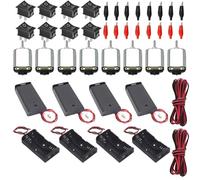 GTIWUNG Kit de Électrique, 8x DC Moteurs, Electrique Rectangulaire 1.5-6V 15000RPM, 8x Support de Batterie AA, 8xInterrupteur à Bascule, 16x Pince Crocodile,2x 1 Mètre 0,5 Câble Carré