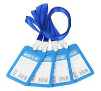 GTIWUNG Lot de 4 Porte-Badges, Porte-Carte d’identité Badge Nominatif, Portes-Clés d’identité Badge pour l'entreprise, Travail, Expositions, Conférences, Bureau, Style Verticale, Bleu