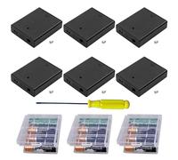 GTIWUNG Lot de 6 Supports de Piles 4 AA avec USB, 4 AA 6V Support de Batterie Coque Plastique Batterie Boîte de Rangement Prise Femelle USB, 4 x 1.5V Boîtier de Chargeur de Batterie AA