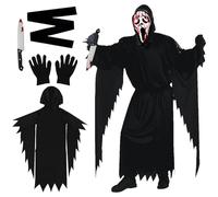 GTJEOI Scream Deguisement Adulte, Halloween Ghostface Costume avec Masque Scream Faux Couteau, Ghost Face Scream Costume pour Halloween Carnaval Mascarade Soirée d'Horreur