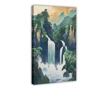 GTJKSX Hokusai Ukiyo-e Impression sur toile Motif cascade japonaise 40 x 60 cm
