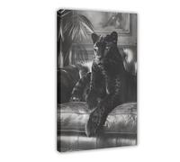 GTJKSX Poster panthère noire et blanche, décoration murale sur toile pour chambre à coucher, bureau, chambre, cadeau, 30 x 45 cm