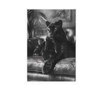 GTJKSX Poster panthère noire et blanche, décoration murale sur toile pour salon, chambre à coucher (30 x 45 cm)
