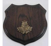 GTK - Geweihe & Trophäen KRUMHOLZ 1 Plaque en Forme de Blason de Sanglier - en Forme de Blason - AF 17 cm - avec Couverture en Feuille de chêne Massif + Petite