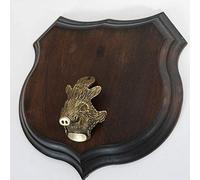 GTK - Geweihe & Trophäen KRUMHOLZ 1 plaque trophée en forme de blason, AF 15 cm, avec cache-tête Keiler