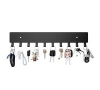 GTK Porte-clés mural avec 10 crochets, porte-clés mural pour couloir, porte-clés autocollant (noir)