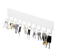 GTK Porte-clés mural avec 10 crochets, pour couloir, porte-clés autocollant (blanc)