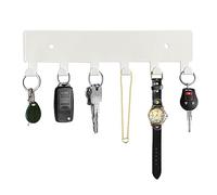 GTK Porte-clés mural, porte-clés avec 6 crochets, porte-clés mural pour le couloir, porte-clés autocollant (blanc)
