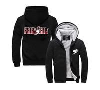 GTKRMXOB Sweat À Capuche Ample pour Homme pour Fairy Tail Sweat-Shirt À Manches Longues Sweat-Shirt À Fermeture Éclair Complète Manteau À Capuche Vestes À Blocs-Black||4XL