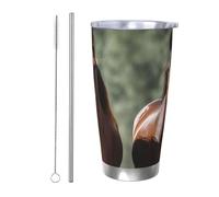 GTKSYNVE Animales Horses Gobelet avec couvercle anti-fuite et paille - Tasse isotherme sous vide en acier inoxydable - Sans BPA - Gobelet isotherme réutilisable pour l'extérieur - 591 ml