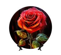 GTKSYNVE Assiettes décoratives en porcelaine anglaise de 17,8 cm avec présentoir en céramique pour la maison, le bureau, la décoration murale