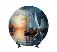 GTKSYNVE Assiettes décoratives en porcelaine anglaise de 20,3 cm avec support de présentation - Ornements en céramique - Assiette en porcelaine pour la maison et le bureau - Décoration murale