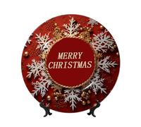 GTKSYNVE Assiettes décoratives en porcelaine anglaise Merry Christmas too de 20,3 cm avec support de présentation, ornements en céramique, assiette en porcelaine pour la maison, le bureau, décoration