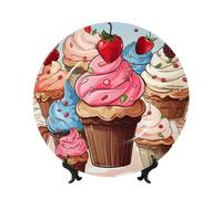 GTKSYNVE Assiettes décoratives en porcelaine anglaise pour cupcakes et crème glacée de 17,8 cm - Assiette décorative personnalisée en céramique avec présentoir - Ornements en céramique - Assiette en