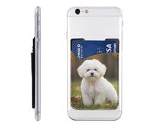 GTKSYNVE Bichon Frise Portefeuille à coller en cuir pour téléphone portable, porte-cartes de crédit, étui pour carte d'identité, compatible avec la plupart des téléphones portables