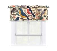GTKSYNVE Birds in My Garden Cantonnières pour fenêtres, rideaux de cantonnière à passe-tringle, cantonnière de petite fenêtre pour cuisine, rideaux courts occultants pour chambre à coucher, 137 x 45,7