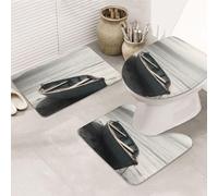 GTKSYNVE Boat by The Sea Ensemble de tapis de salle de bain 3 pièces avec couvercle de toilette, tapis de toilette en forme de U et tapis de bain absorbant en microfibre, séchage rapide, lavable en