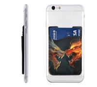GTKSYNVE Chic Cool Two Fighting Roaring Dragon Portefeuille en cuir à coller pour cartes de crédit pour téléphone portable, pochette pour carte d'identité compatible avec la plupart des téléphones