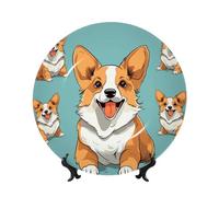 GTKSYNVE Corgi - Assiettes décoratives en porcelaine anglaise de 25,4 cm avec présentoir - Ornements en céramique - Pour la maison, le bureau - Décoration murale