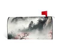 GTKSYNVE Couverture magnétique de boîte aux lettres style peinture à l'encre de montagne, taille standard, 64,8 x 53,3 cm, couverture décorative imperméable pour boîte aux lettres personnalisée pour