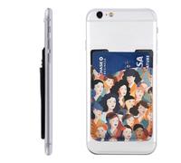 GTKSYNVE Diverse Women Crowd Portefeuille à coller en cuir pour cartes de crédit pour téléphone portable, pochette pour carte d'identité, compatible avec la plupart des téléphones portables