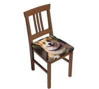 GTKSYNVE Dog Corgi Lot de 4 housses de tabouret de bar carrées imperméables et antidérapantes lavables