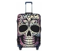GTKSYNVE Housse de bagage à motif tête de mort pour valise, approuvée par la TSA, housse de protection en élasthanne extensible, lavable, housse de bagage de voyage, grande housse pour 45,7 à 81,3 cm