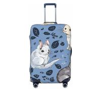 GTKSYNVE Housse de bagage bleue Chinchillas et Moon pour valise, approuvée par la TSA, housse de protection en élasthanne extensible, lavable, housse de bagage de voyage, grande housse pour 45,7 à