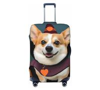 GTKSYNVE Housse de bagage Halloween pour valise de sorcière Corgi approuvée par la TSA, housse de protection en élasthanne extensible lavable pour bagages de voyage grande taille 45,7 à 81,3 cm, Noir