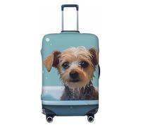 GTKSYNVE Housse de bagage pour valise approuvée par la TSA, motif chien amusant dans la baignoire, housse de protection en élasthanne extensible lavable pour bagages de voyage grande taille 45,7 à